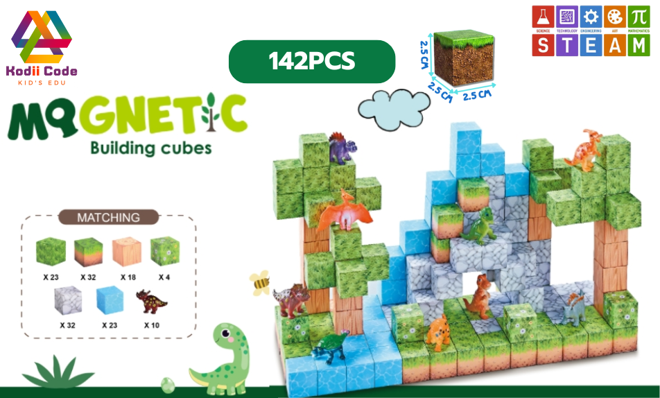 JXD-1282 forest-Dino 142PCS cube 2.5x2.5x2.5 cm
