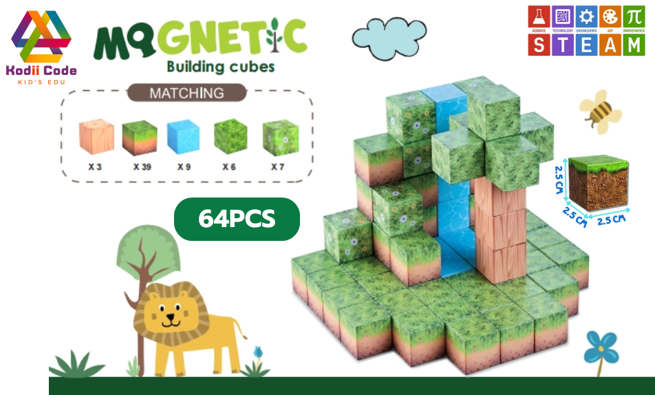 JXD-1274 forest 64PCS cube 2.5x2.5x2.5 cm