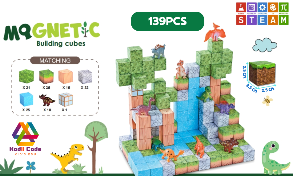 JXD-1283 forest-Dino 139PCS cube 2.5x2.5x2.5 cm