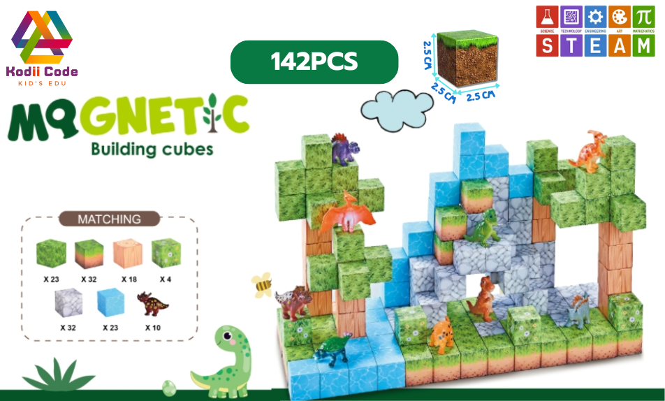 JXD-1282 forest-Dino  142PCS cube 2.5x2.5x2.5 cm