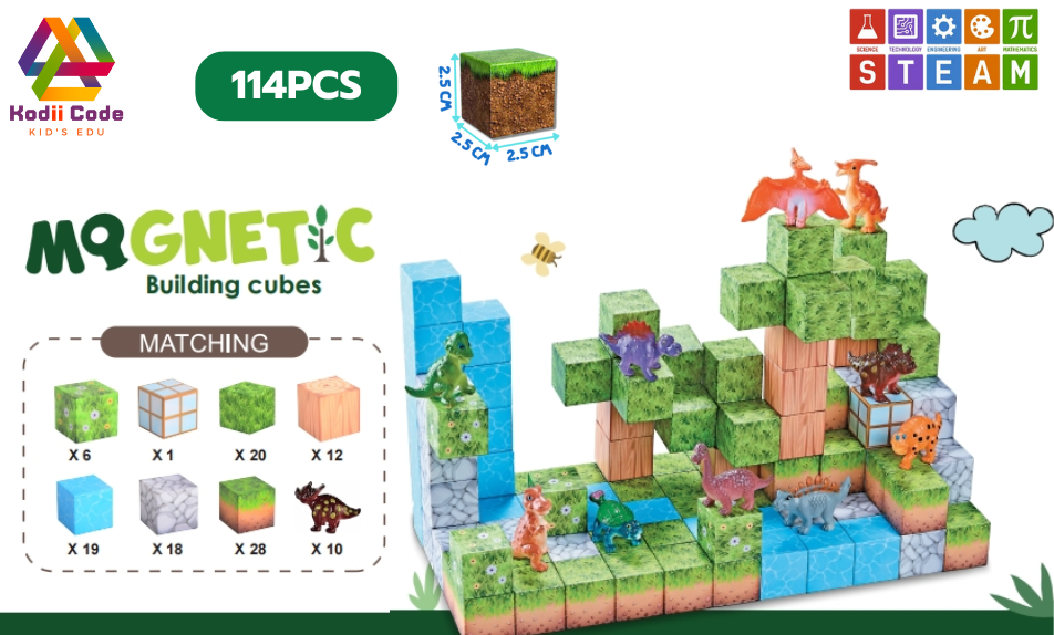 JXD-1284 forest-Dino  114PCS cube 2.5x2.5x2.5 cm