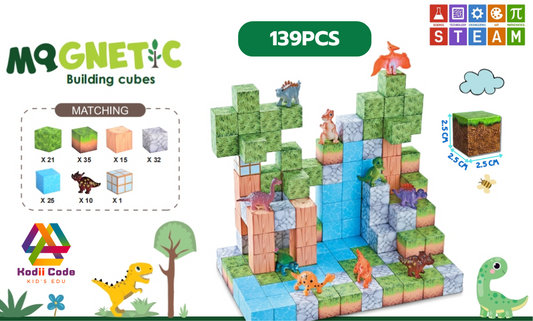 JXD-1283 ไดโนเสาร์ ลูกบาศก์ 139 ชิ้น 2.5x2.5x2.5 ซม.